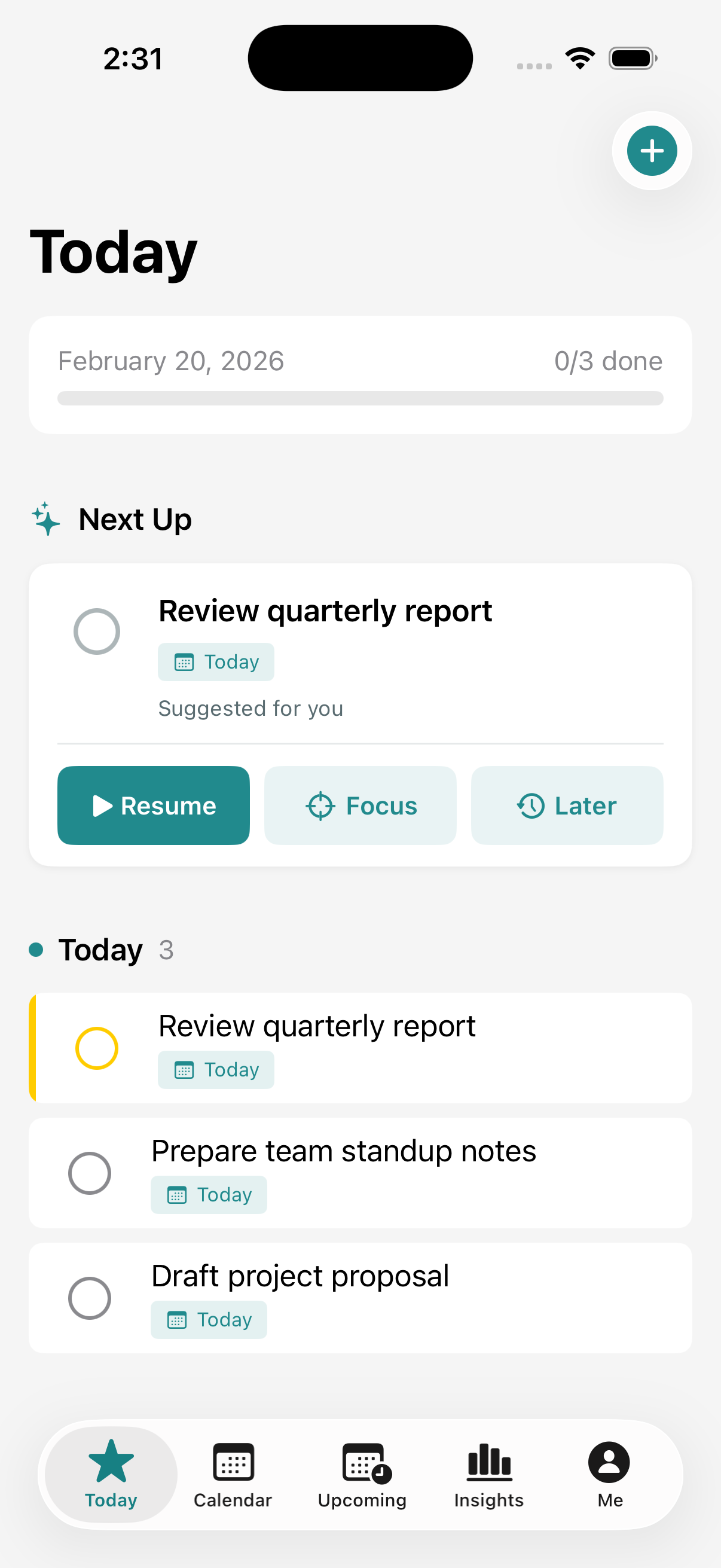 Today View with Next Up